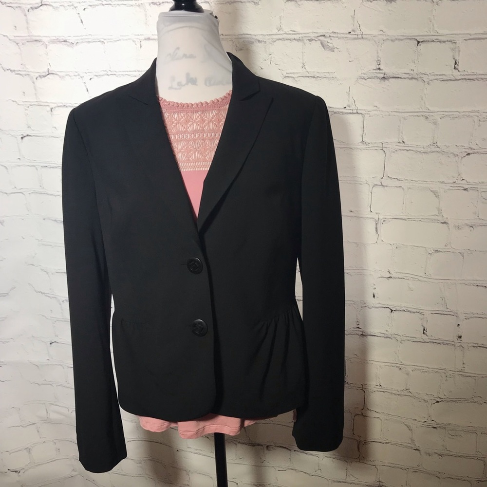 Black Wool Blazer w/ patterned Silk Lining Sz 8/10